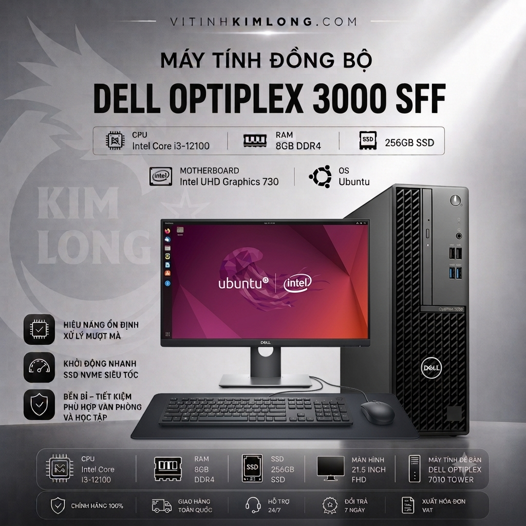 Dell Optiplex 3000 SFF 71010216 (Core i3 12100/ Intel B660/ 8GB/ 256GB SSD/ Intel UHD Graphics 730/ Ubuntu)